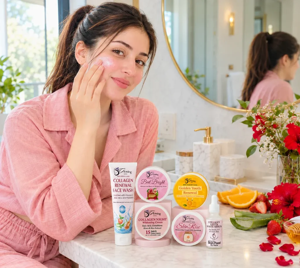 Glowing Edge skincare products - Collagen Renewal Face Wash, Night Cream and serums